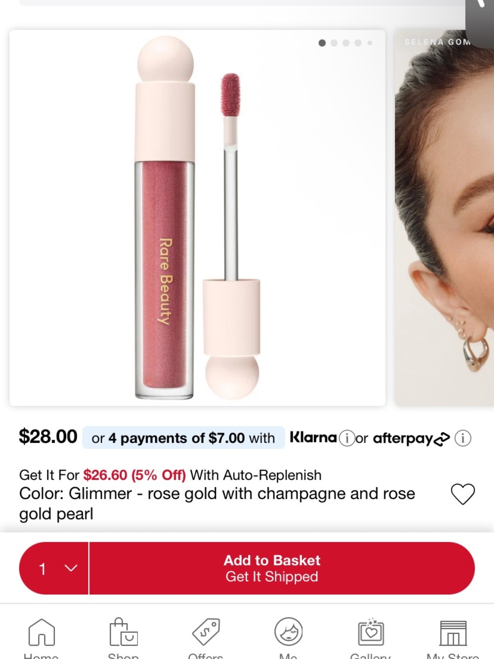 NEW Rare Beauty Liquid Lipstick Gloss - Glimmer Rose Gold